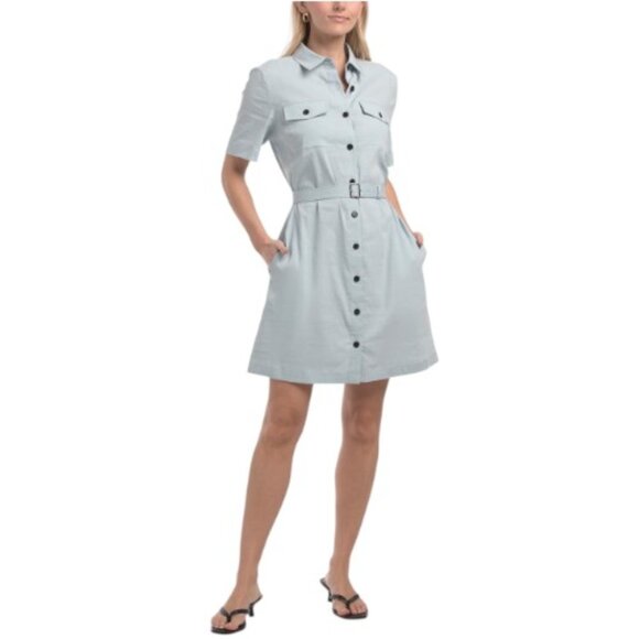 Theory Dresses & Skirts - THEORY Linen Blend Short Sleeve Mini Dress With Pockets